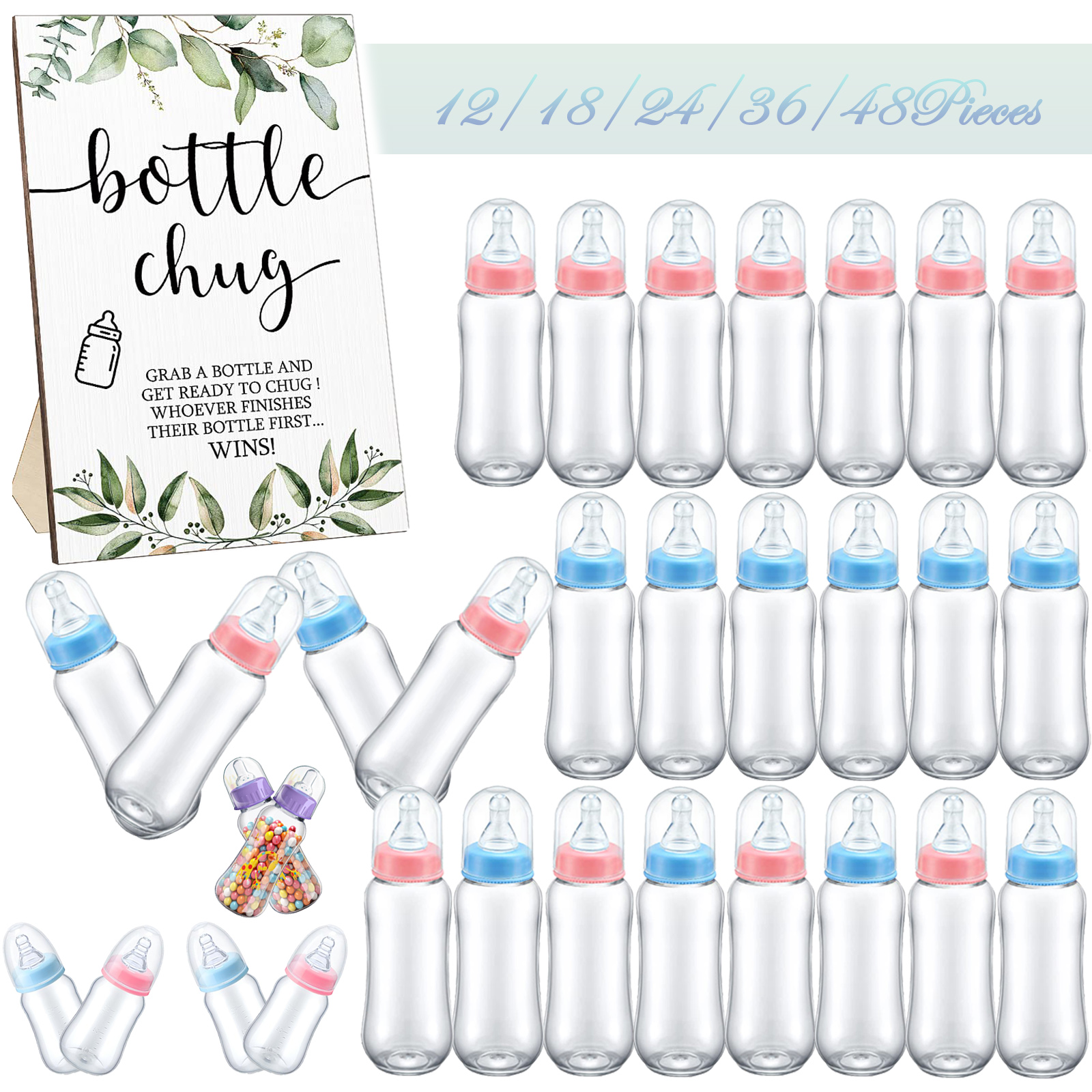 Party Games No Supplies - 12-48Pieces Baby Shower Game Candy Bottle