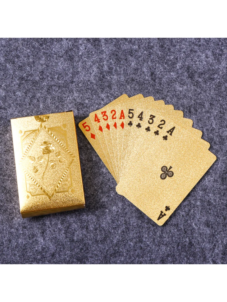 Party Games Using Cards - Gold Foil Skull Poker Cards Waterproof