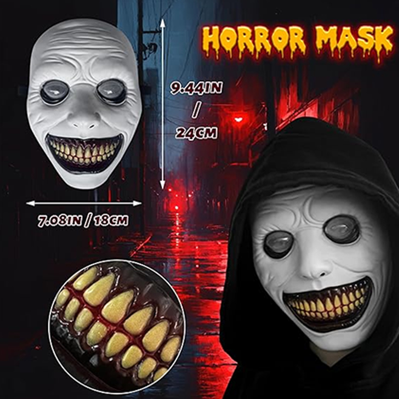 Zombie Party Games For Adults - Scary Halloween Smiling Demons Mask White
