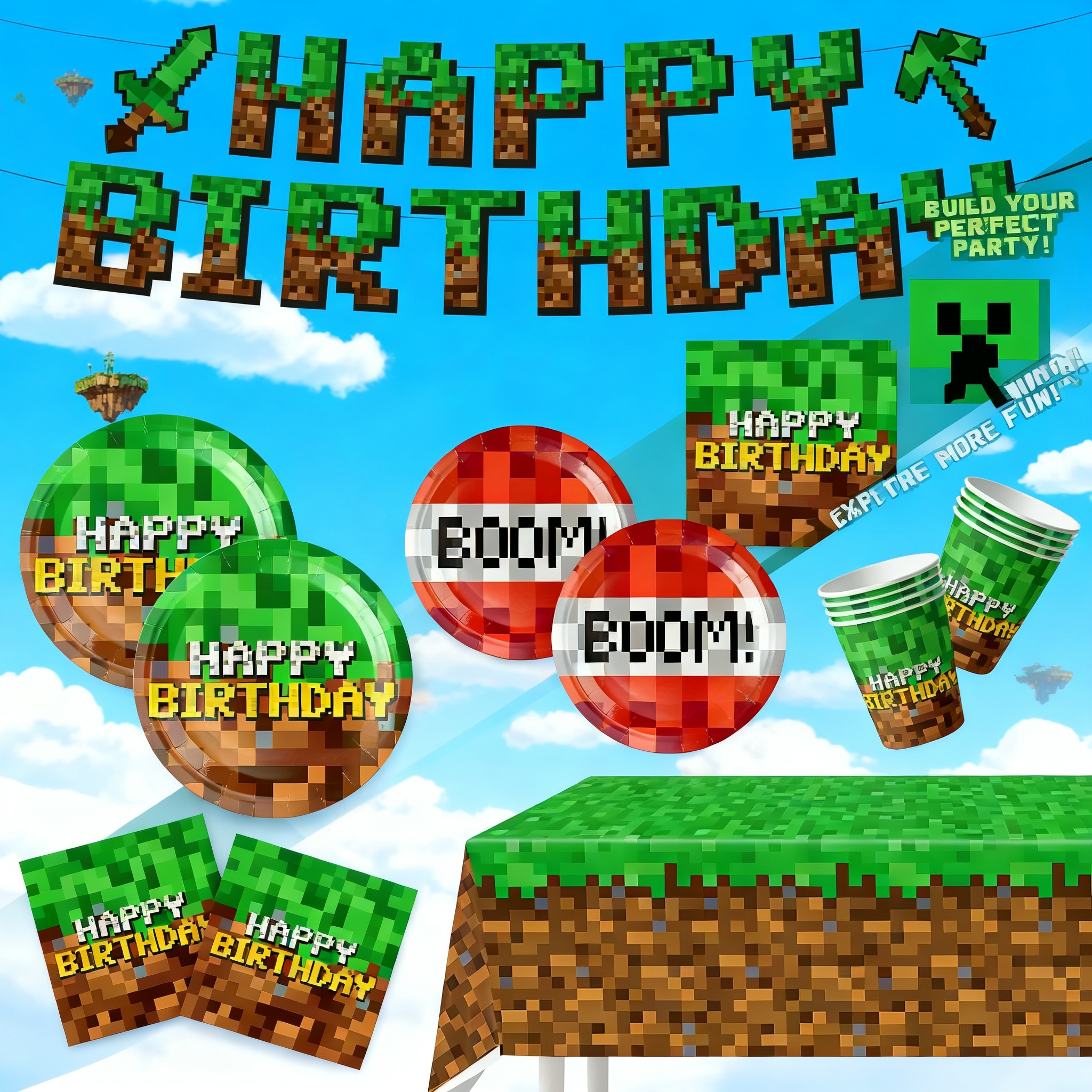 Party Games No Supplies - Minecraft Themed Birthday Party Supplies Disposable