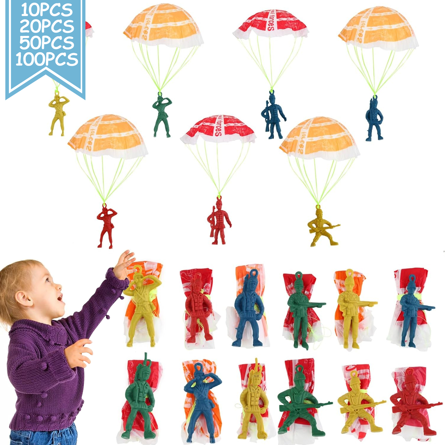 10/100pcs Parachute Toys for K - مراجعة Party Games Ideas For Kids وسعره