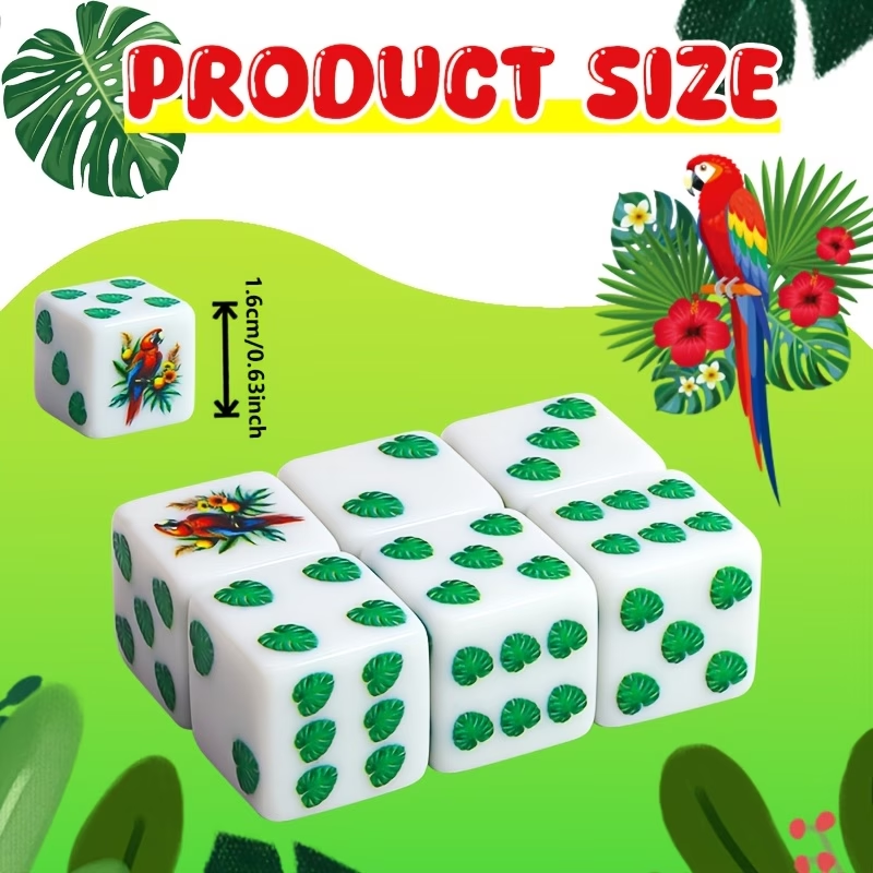 CANDYPIXEL 6PcsParrot D6 Dice  - مراجعة Party Games App وسعره
