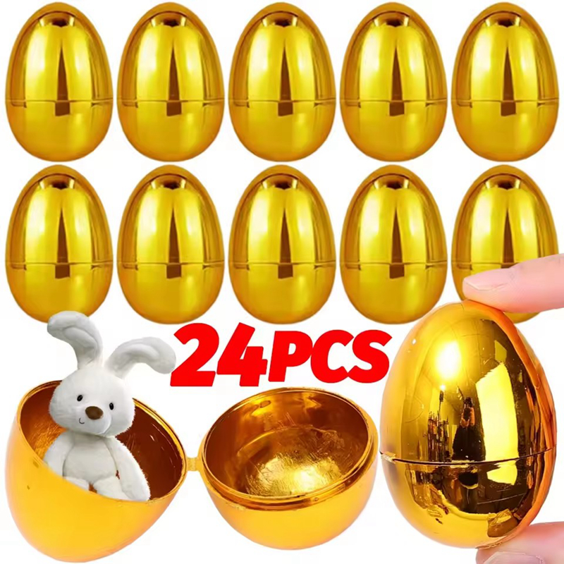 6-24Pcs Golden Easter Eggs Pla - مراجعة Party Games No Supplies وسعره